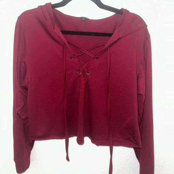 Maroon Express Lace Up Top - Picture 1 of 4